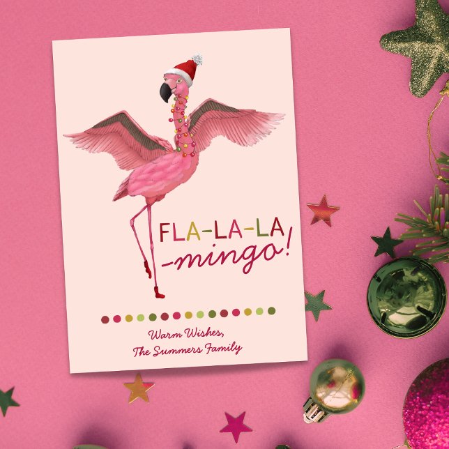 Tarjeta Festiva Navidades de flamenco rosado tropical de Florida (Subido por el creador)