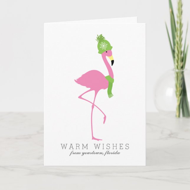 Tarjeta Festiva Navidades de Flamingo (Anverso)
