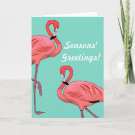 Tarjeta Festiva Navidades de Flamingo Rosa Saludos de temporada
