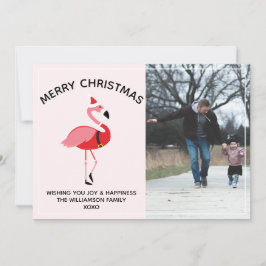 Tarjeta Festiva Navidades de Flamingo Santa Photo