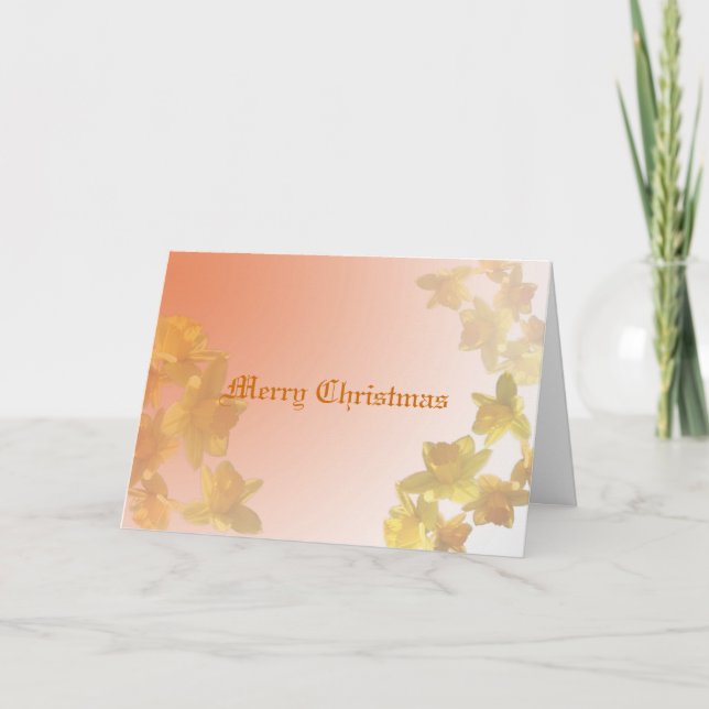 Tarjeta Festiva Navidades de flores de daffodil amarillo con tarje (Anverso)