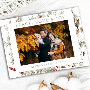 Tarjeta Festiva Navidades de flores silvestres adoran la foto de l