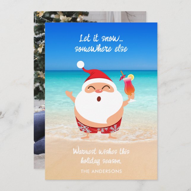 Tarjeta Festiva Navidades de Florida Beach Santa por el divertido  (Anverso / Reverso)