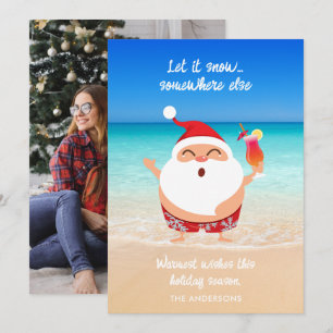 Tarjeta Festiva Navidades de Florida Beach Santa por el divertido