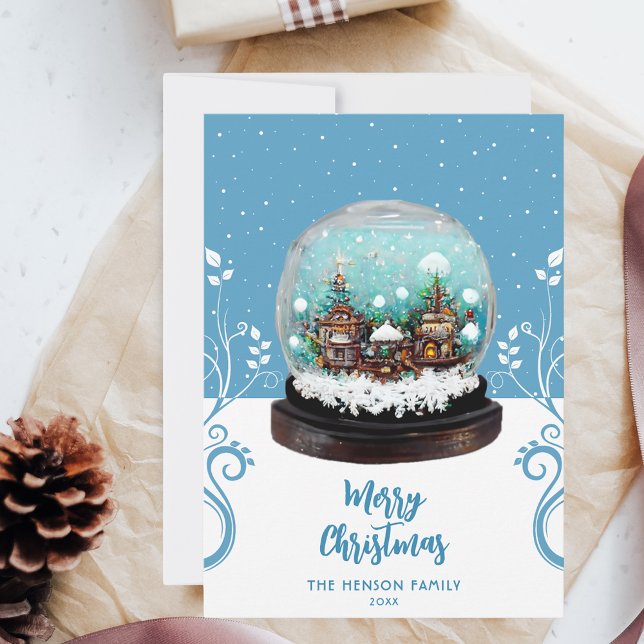 Tarjeta Festiva Navidades de Foliage de Glass Snowball Winter Vill (Subido por el creador)