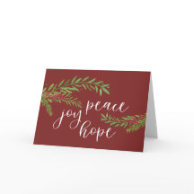 Navidades de Foliage de Peace Joy Hope Watercolor