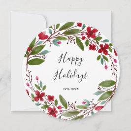 Tarjeta Festiva Navidades de follaje de flores rojas de invierno f