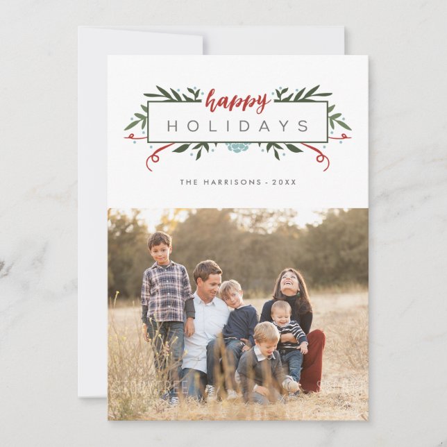 Tarjeta Festiva Navidades de follaje modernos y elegantes (Anverso)