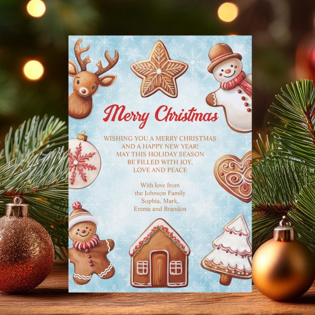 Tarjeta Festiva Navidades de fondo azul Gingerbread Cookies Hol (Subido por el creador)
