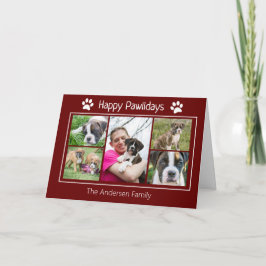 Tarjeta Festiva Navidades de foto de 5 perros personalizados