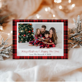 Tarjeta Festiva Navidades de foto de Buffalo Plaid Rectangle salud