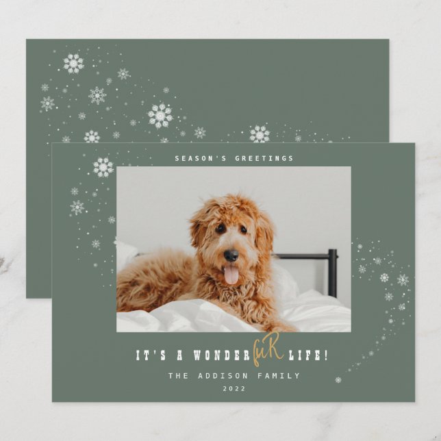 Tarjeta Festiva Navidades de foto de WonderFUR Life Mascota (Anverso / Reverso)