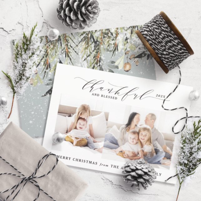 Tarjeta Festiva Navidades de fotografía agradecidos y bendecidos (Subido por el creador)
