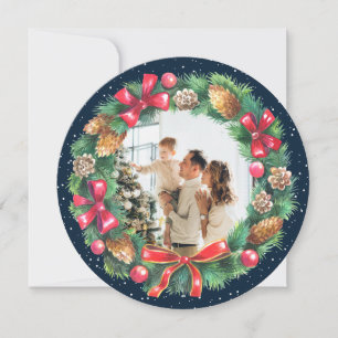 Tarjeta Festiva Navidades de fotografía azul de color azul húmedo