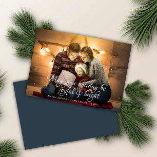 Tarjeta Festiva Navidades de fotografía azul de la Marina de Guerr