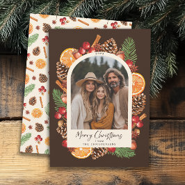 Tarjeta Festiva Navidades de fotografía botánica de invierno de Ru