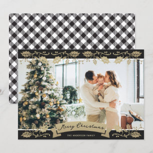 Tarjeta Festiva Navidades de fotografía botánica de plástico blanc