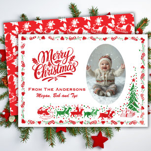 Tarjeta Festiva Navidades de fotografía clásicos Personalizados de