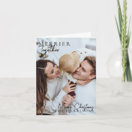 Tarjeta Festiva Navidades de fotografía completa tipografía modern