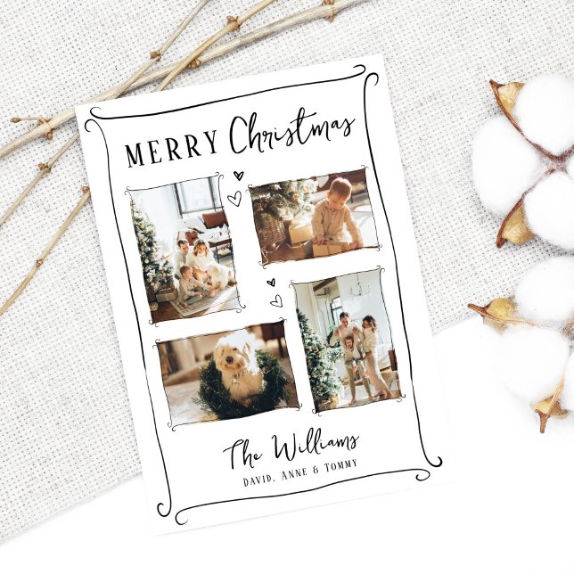 Tarjeta Festiva Navidades de fotografía con dibujos a la mano de m (Subido por el creador)