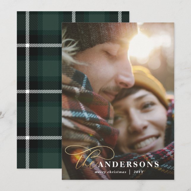 Tarjeta Festiva Navidades de fotografía con el respaldo de yeso ve (Anverso / Reverso)