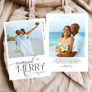 Tarjeta Festiva Navidades de fotografía con escritura casada y mor