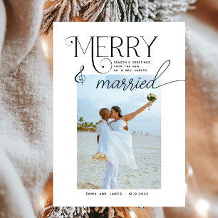 Tarjeta Festiva Navidades de fotografía con escritura casada y mor