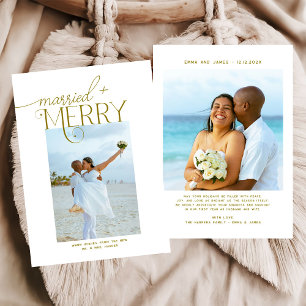Tarjeta Festiva Navidades de fotografía con escritura casada y mor
