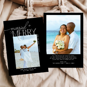 Tarjeta Festiva Navidades de fotografía con escritura casada y mor