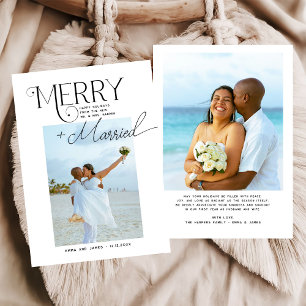 Tarjeta Festiva Navidades de fotografía con escritura casada y mor