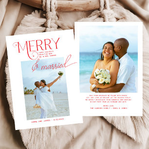 Tarjeta Festiva Navidades de fotografía con escritura casada y mor