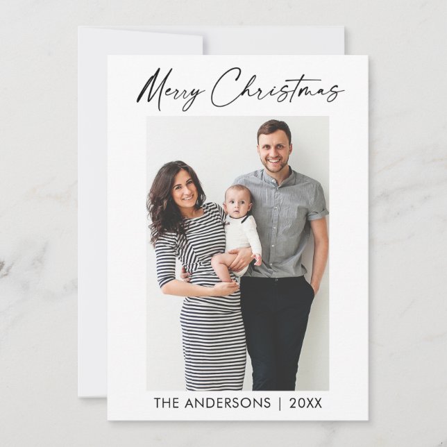 Tarjeta Festiva Navidades de fotografía con escritura de tinta cal (Anverso)