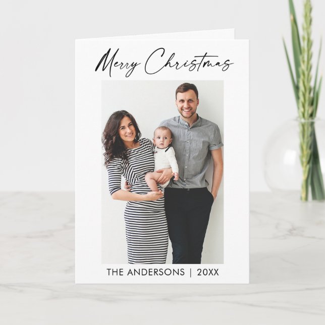 Tarjeta Festiva Navidades de fotografía con escritura de tinta cal (Anverso)