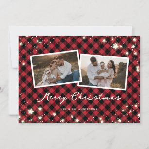 Tarjeta Festiva Navidades de fotografía con guión de rojo de estre