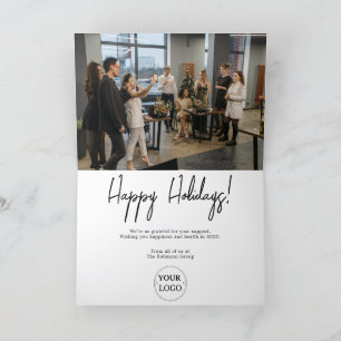 Tarjeta Festiva Navidades de fotografía con logotipo corporativo