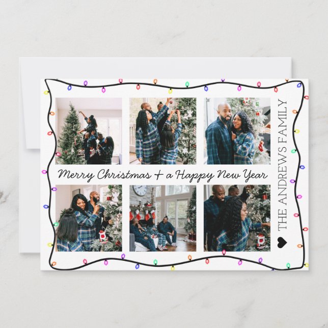 Tarjeta Festiva Navidades de fotografía con luces de neón brillant (Anverso)