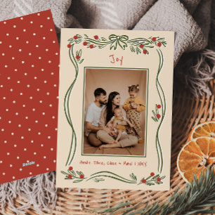 Tarjeta Festiva Navidades de fotografía con marco de doblado pinta