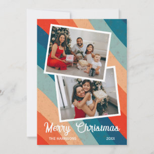 Tarjeta Festiva Navidades de fotografía con onda de Groove retro p