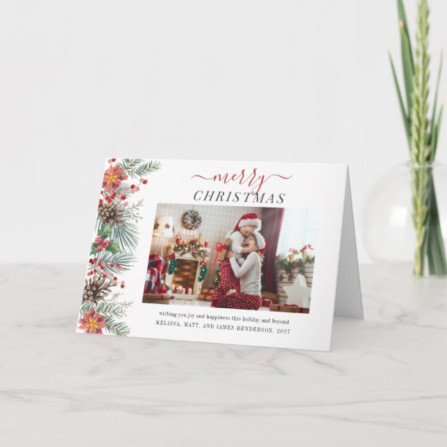 Tarjeta Festiva Navidades de fotografía de acuarela rusa (Anverso)