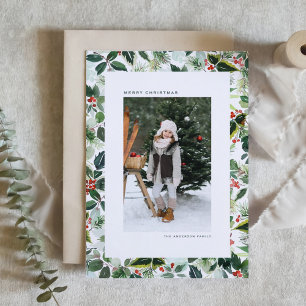 Tarjeta Festiva Navidades de fotografía de acuarela variada