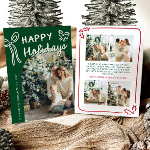 Tarjeta Festiva Navidades de fotografía de Arco de Hand Drawn Happ