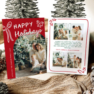Tarjeta Festiva Navidades de fotografía de Arco de Hand Drawn Happ