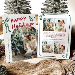 Tarjeta Festiva Navidades de fotografía de Arco de Hand Drawn Happ