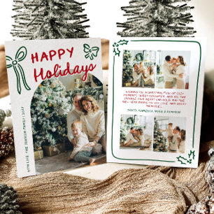 Tarjeta Festiva Navidades de fotografía de Arco de Hand Drawn Happ