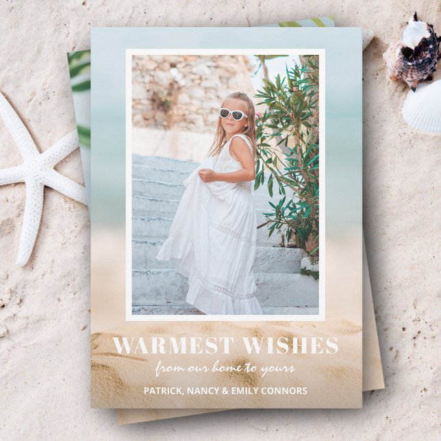 Tarjeta Festiva Navidades de fotografía de arena y mar (Subido por el creador)