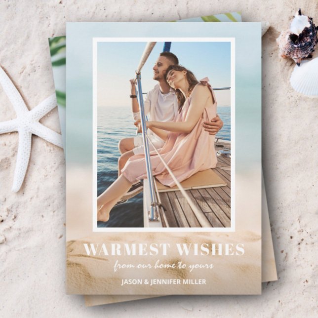 Tarjeta Festiva Navidades de fotografía de arena y playa del mar (Subido por el creador)