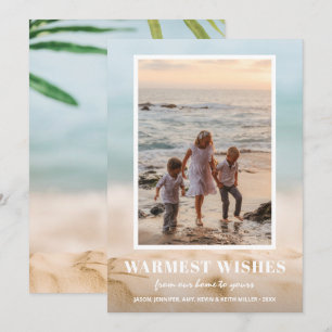 Tarjeta Festiva Navidades de fotografía de arena y playa del mar