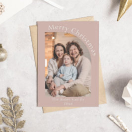 Tarjeta Festiva Navidades de fotografía de arte moderno rosado de