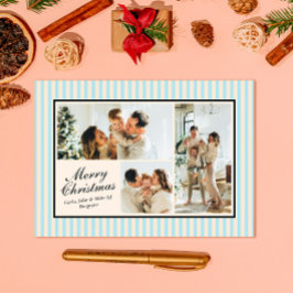 Tarjeta Festiva Navidades de fotografía de banda vertical azul mod