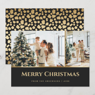Tarjeta Festiva Navidades de fotografía de Black Gold Stars